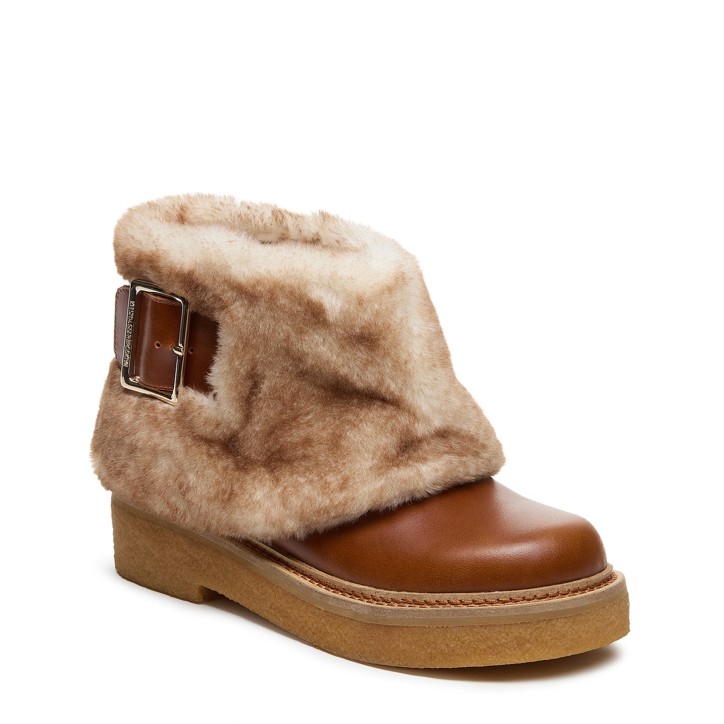 Kelsi Dagger Women's Calvin Cuffed Cognac Boots - Faux Fur, Leather, Crepe Sole