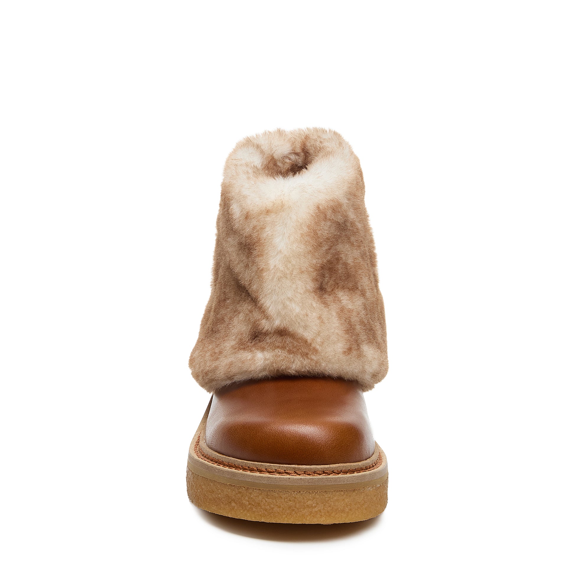 Kelsi Dagger Women's Calvin Cuffed Cognac Boots - Faux Fur, Leather, Crepe Sole