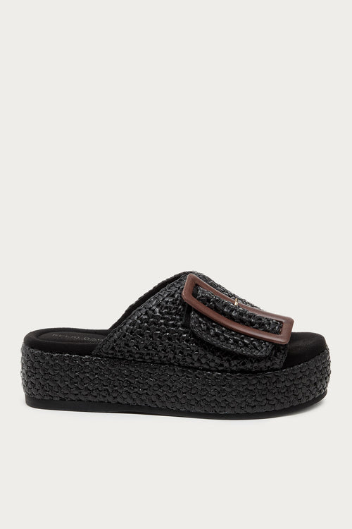 Dover Black Raffia Platform Sandals