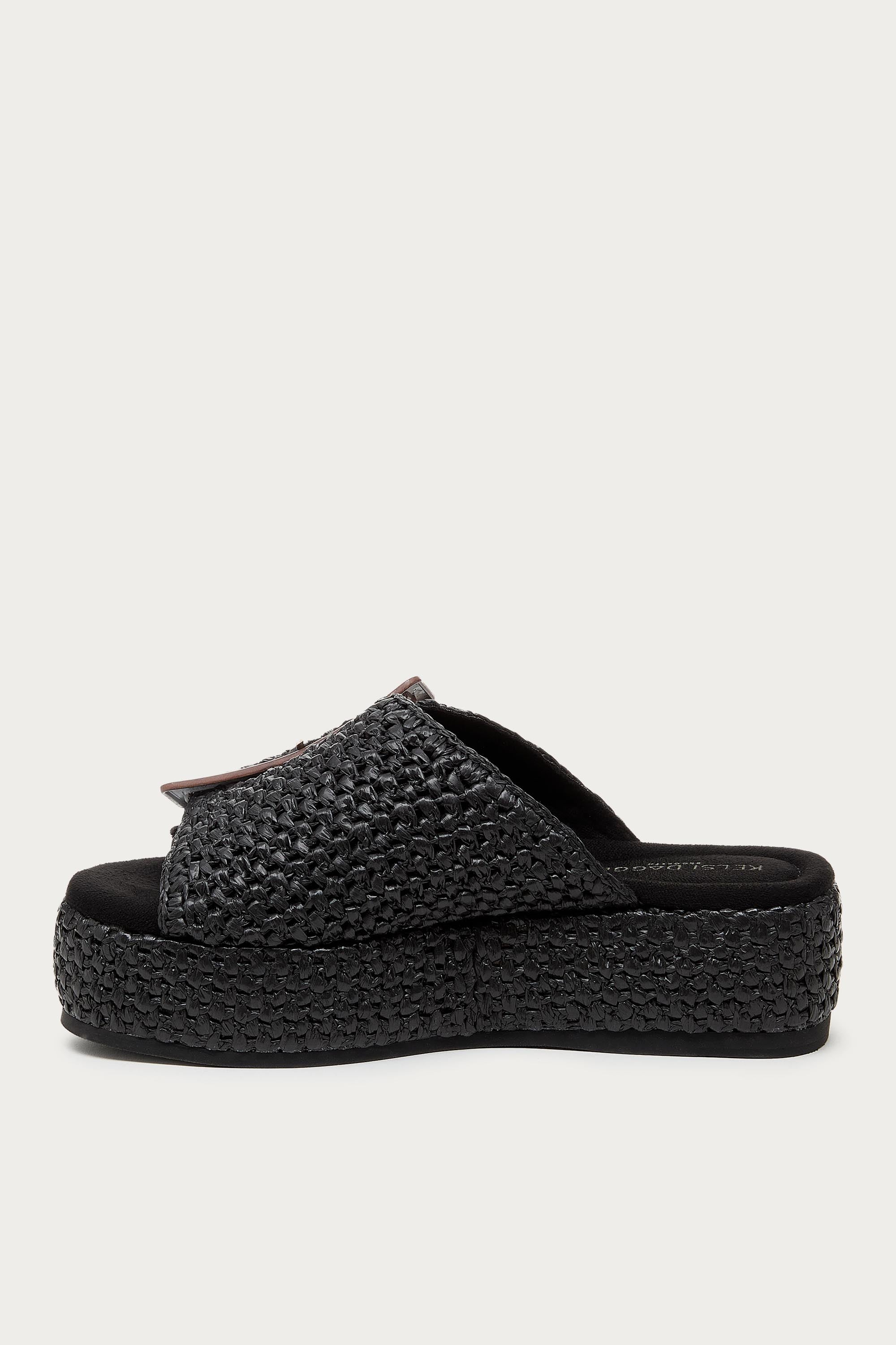 Dover Black Raffia Platform Sandals