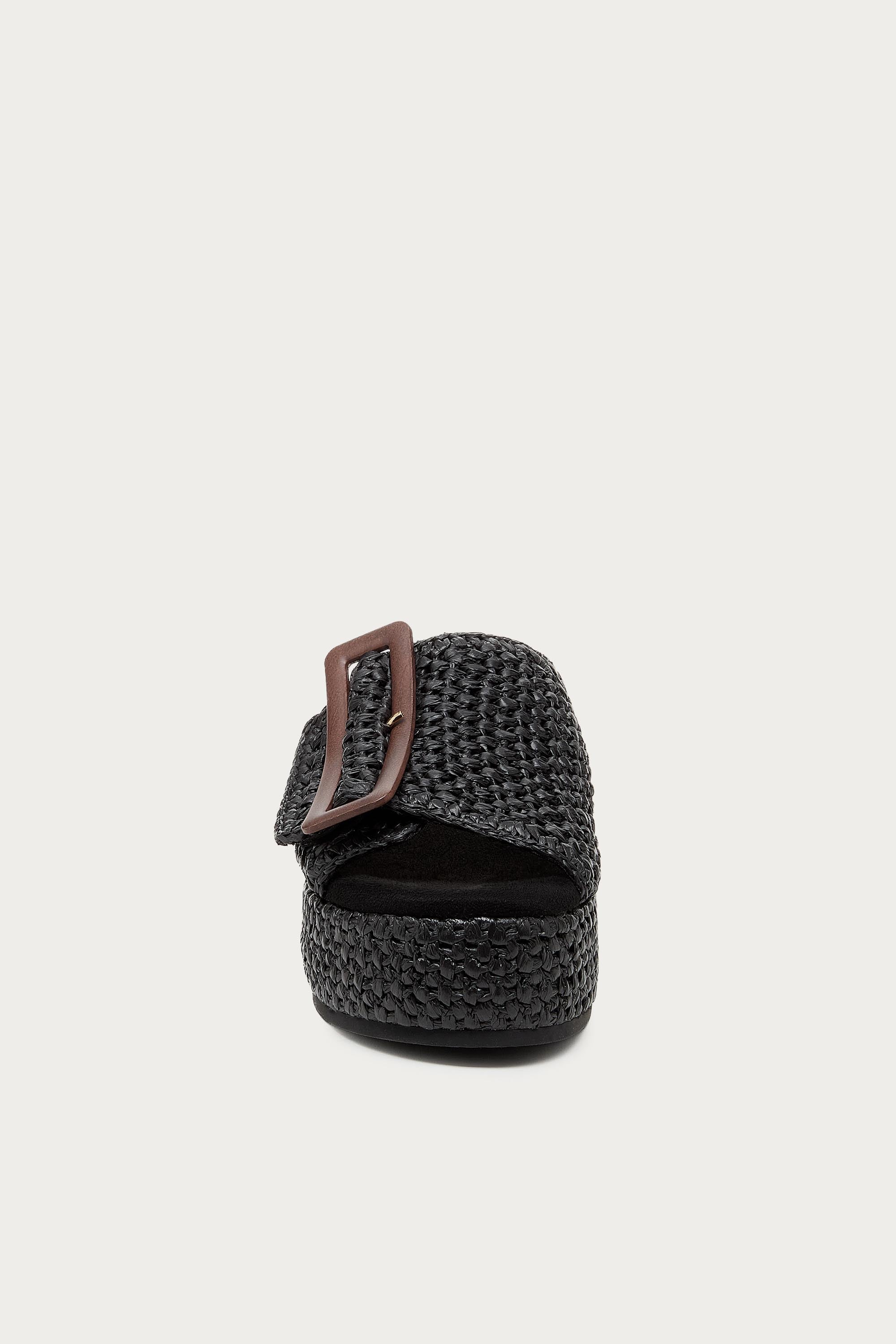 Dover Black Raffia Platform Sandals