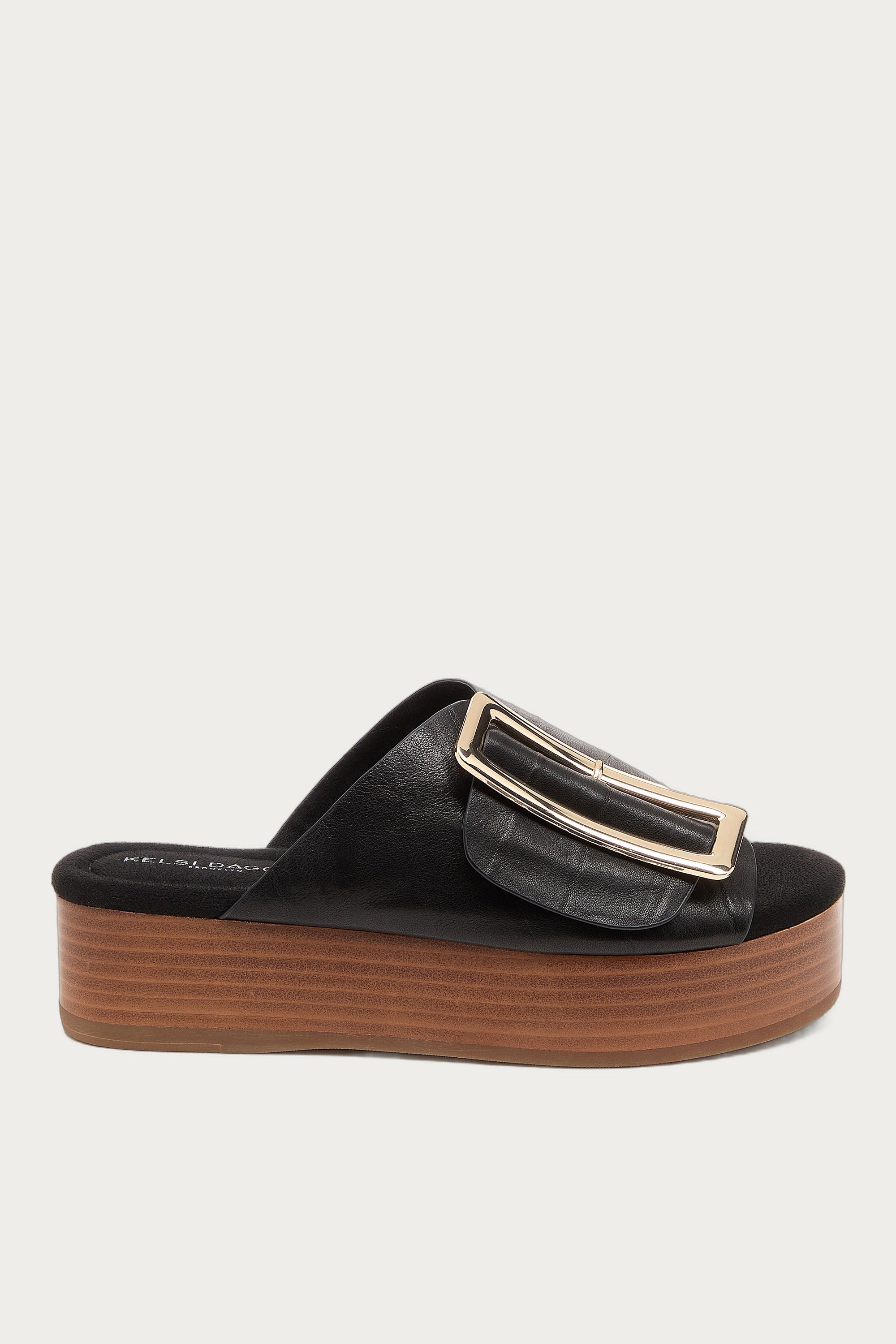 Dover Black Leather Platform Sandals