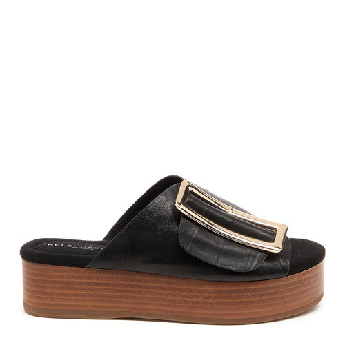 Dover Black Leather Platform Sandals