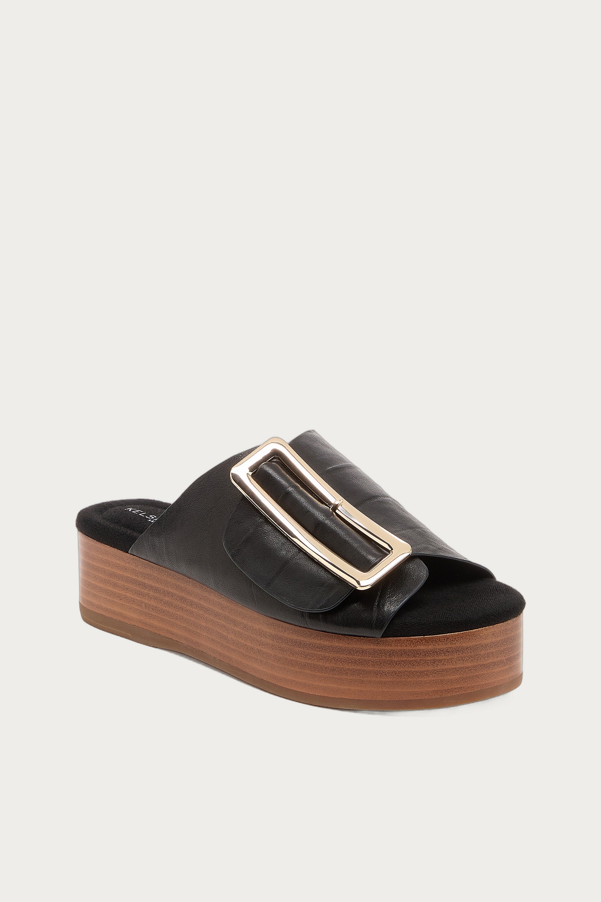 Dover Black Leather Platform Sandals