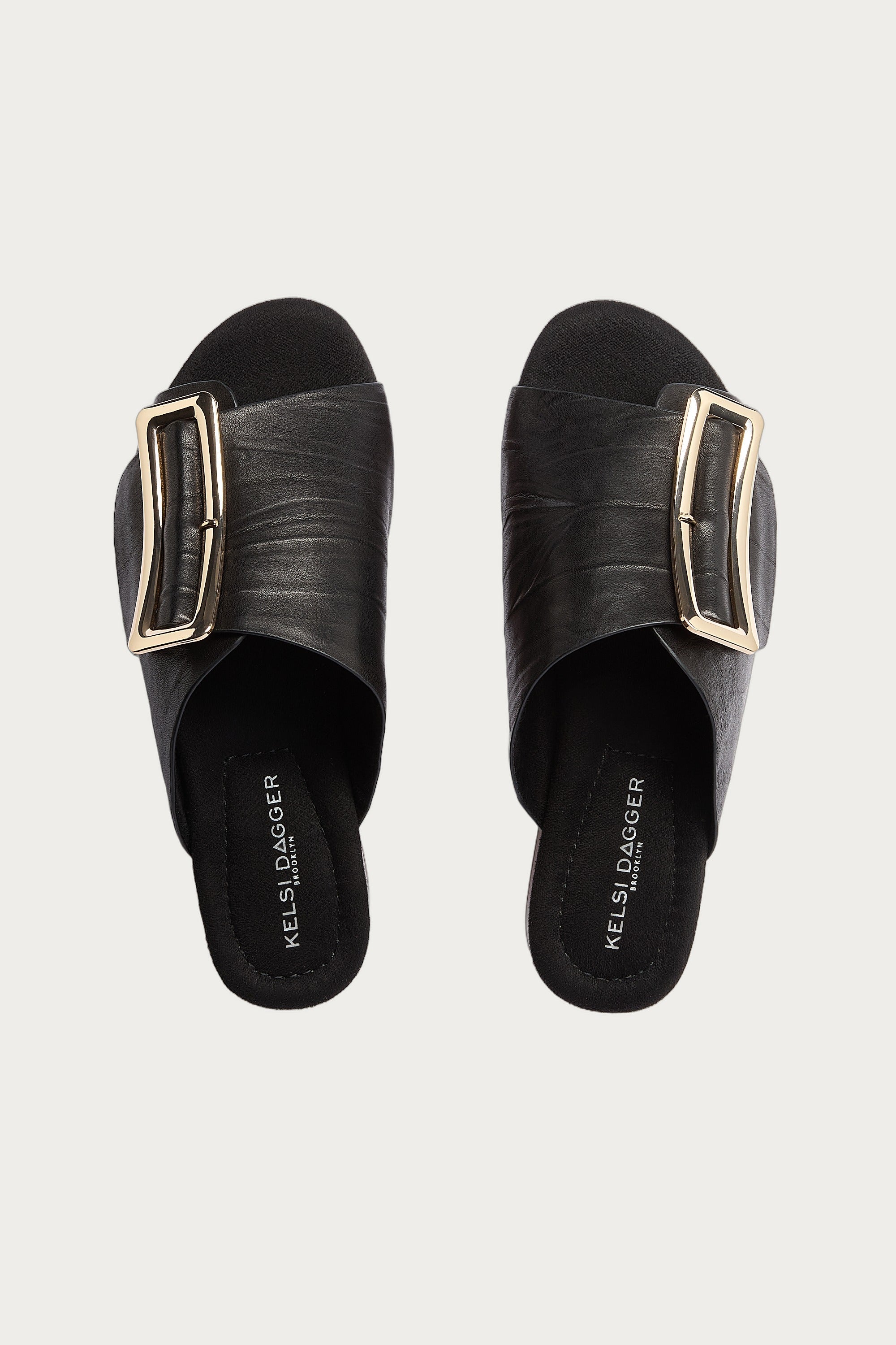 Dover Black Leather Platform Sandals