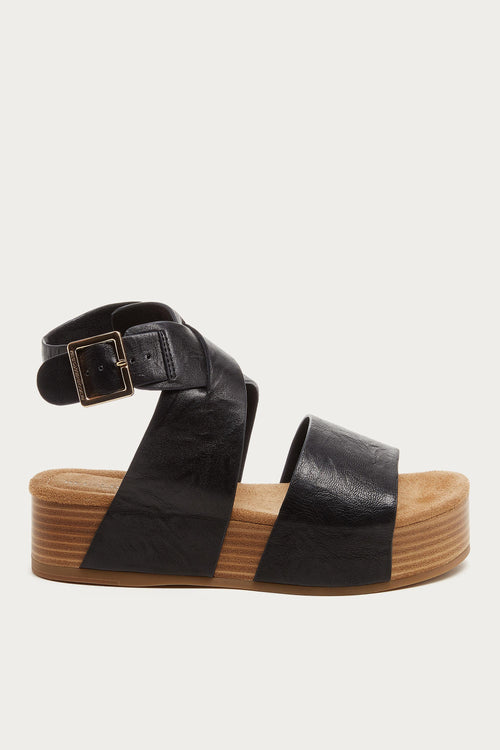 Dunes Black Ankle Platform Sandals