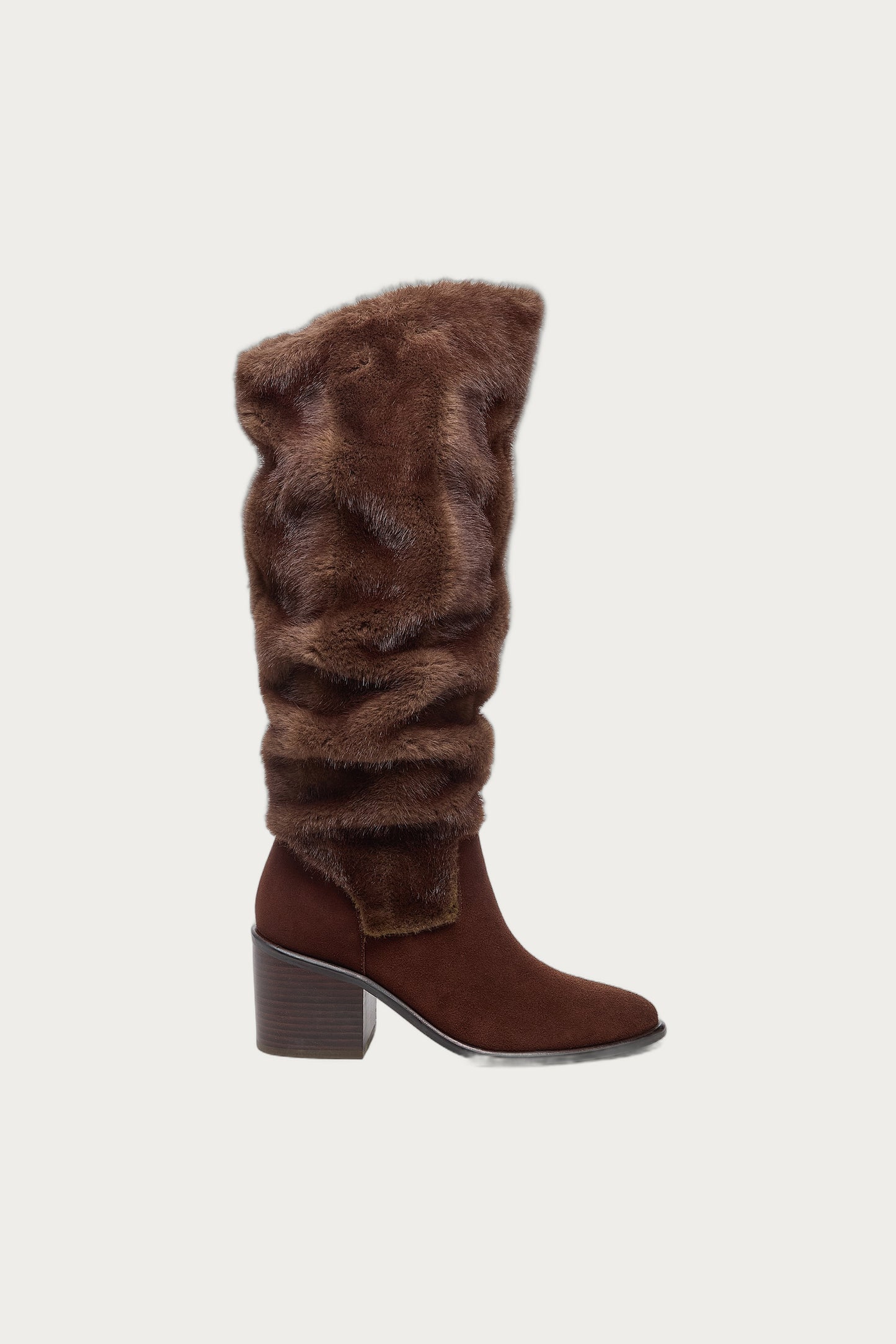 Easton Warm Brown Faux Fur Slouchy Boots
