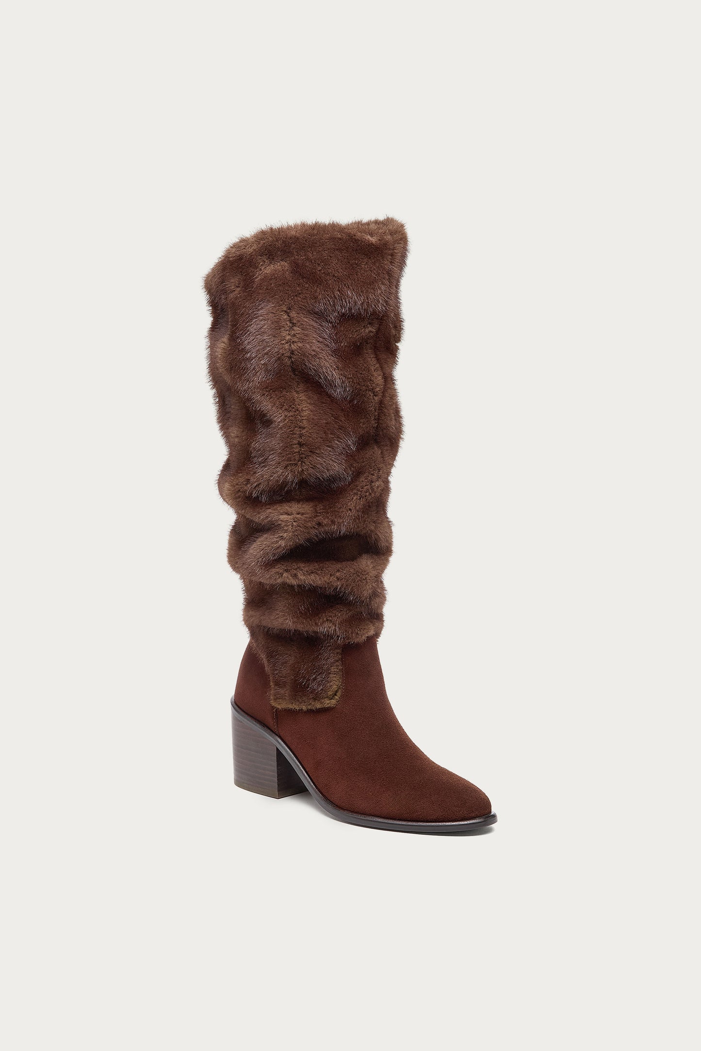 Easton Warm Brown Faux Fur Slouchy Boots