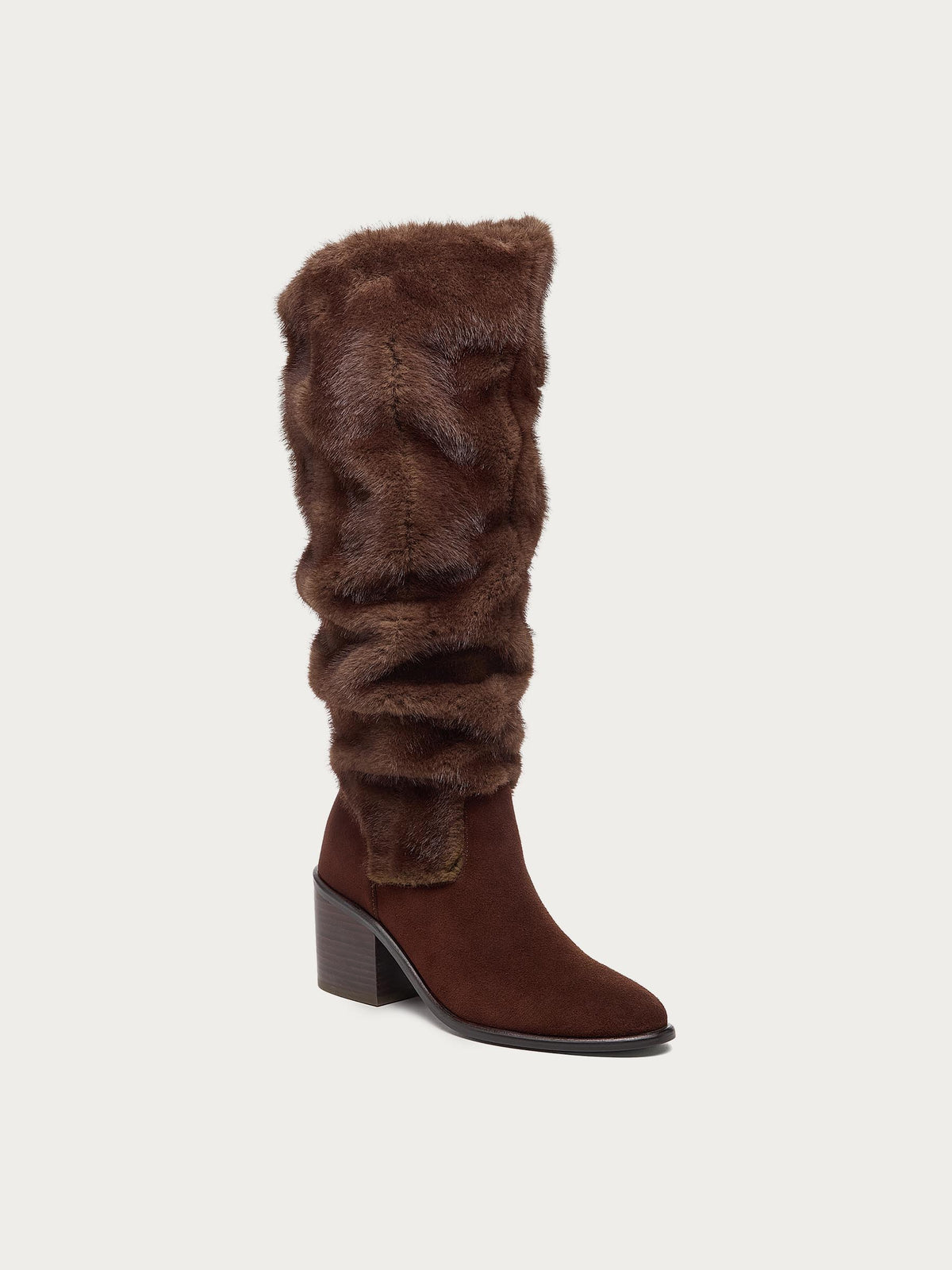 Easton Warm Brown Faux Fur Slouchy Boots