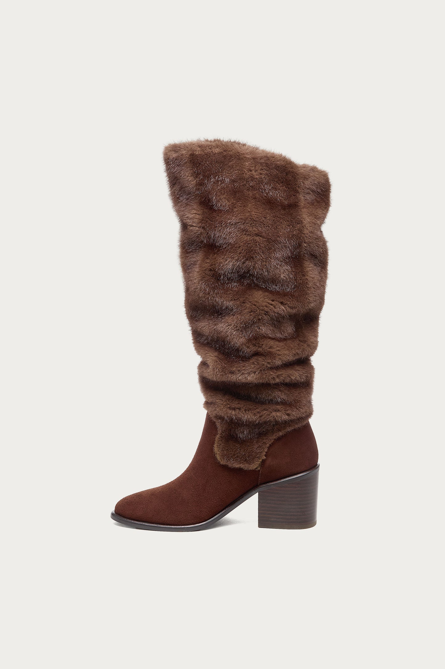 Easton Warm Brown Faux Fur Slouchy Boots