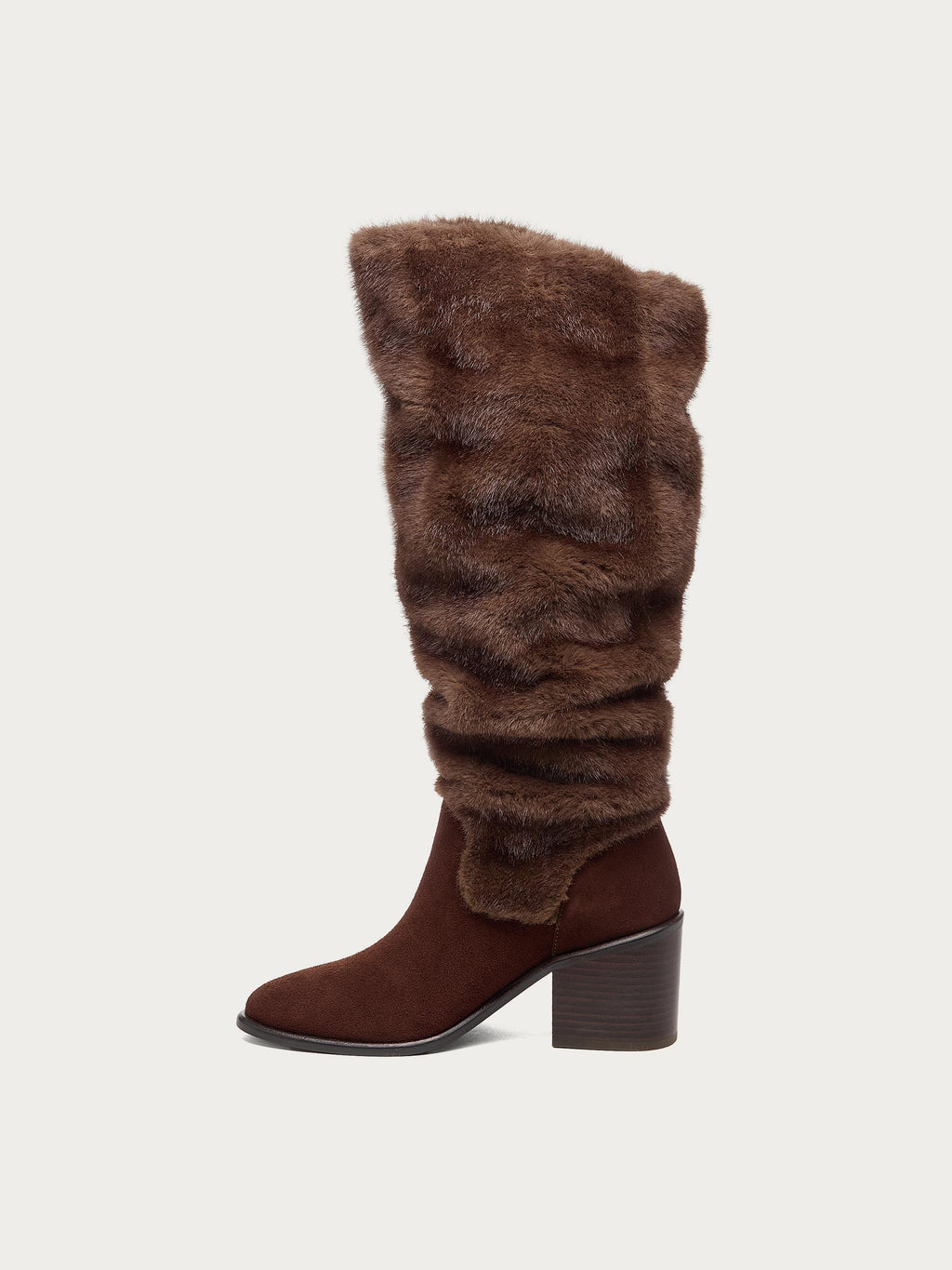 Easton Warm Brown Faux Fur Slouchy Boots