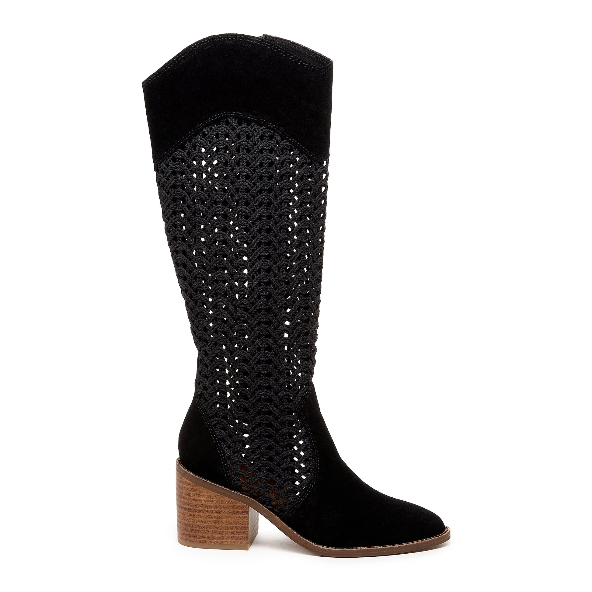 Kelsi Dagger Women's Echo Black Crochet Tall Boots