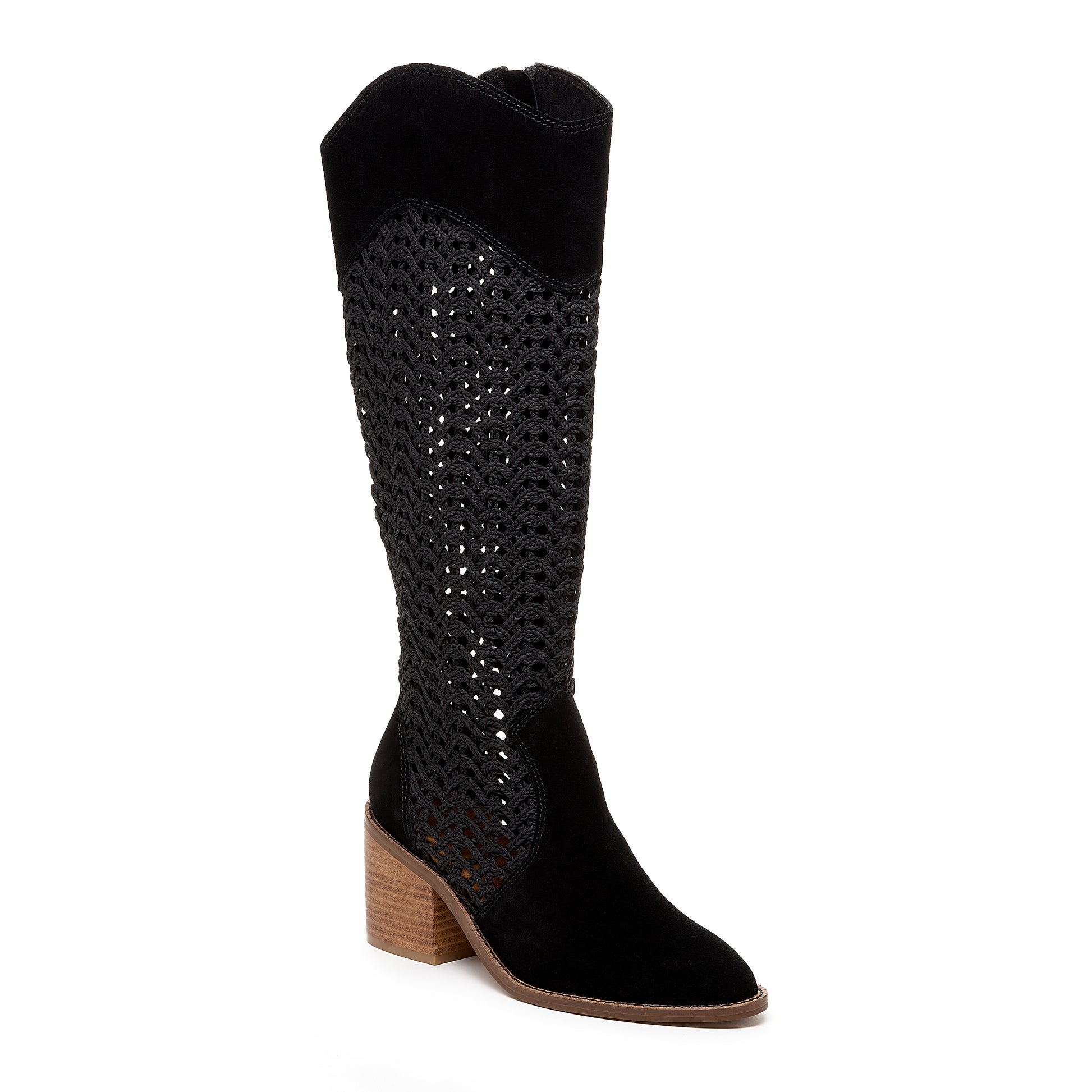 Kelsi Dagger Women's Echo Black Crochet Tall Boots