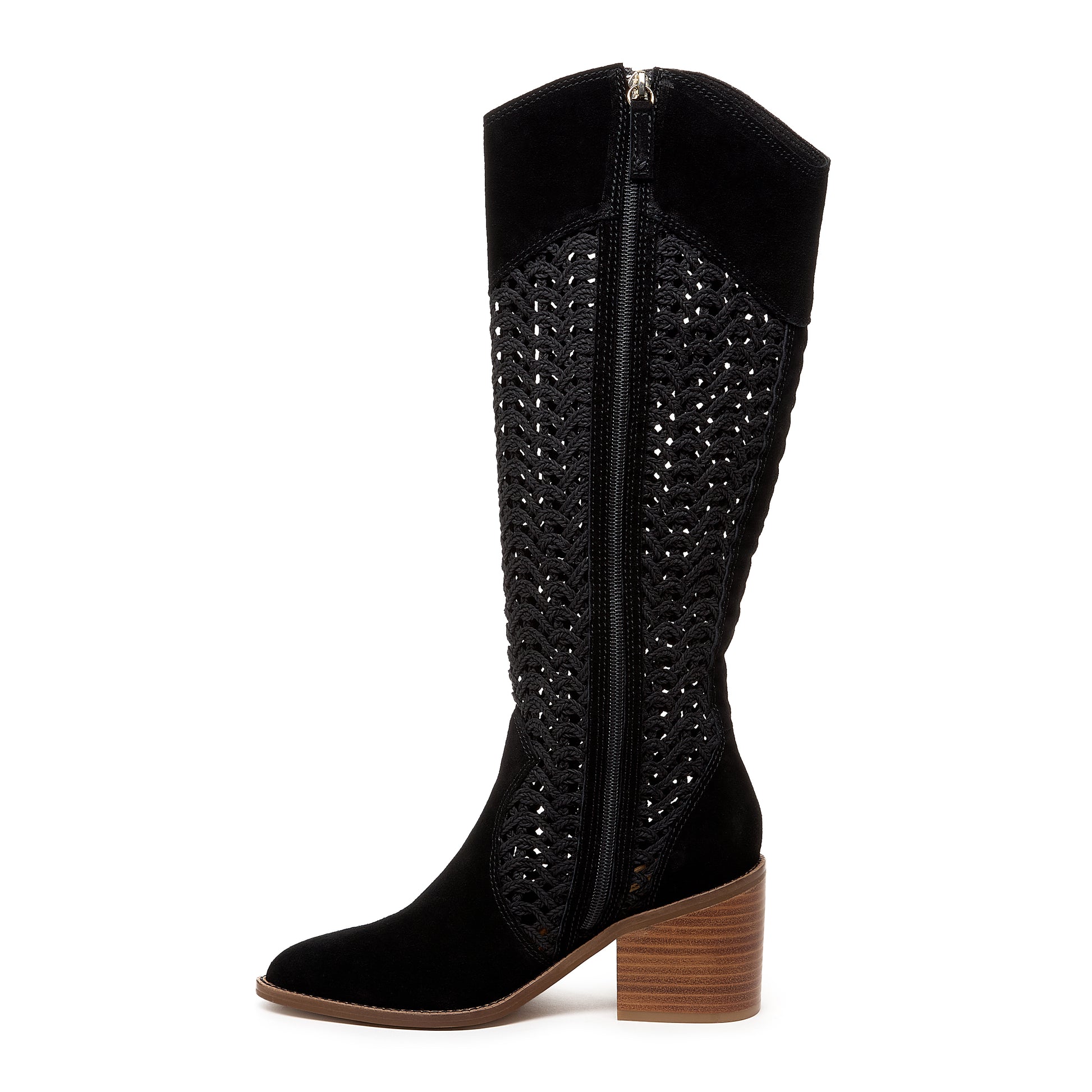 Kelsi Dagger Women's Echo Black Crochet Tall Boots