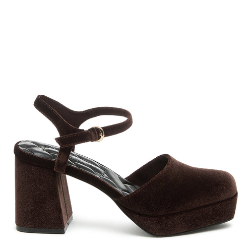 Edna Mahogany Velvet Mary Jane Platform