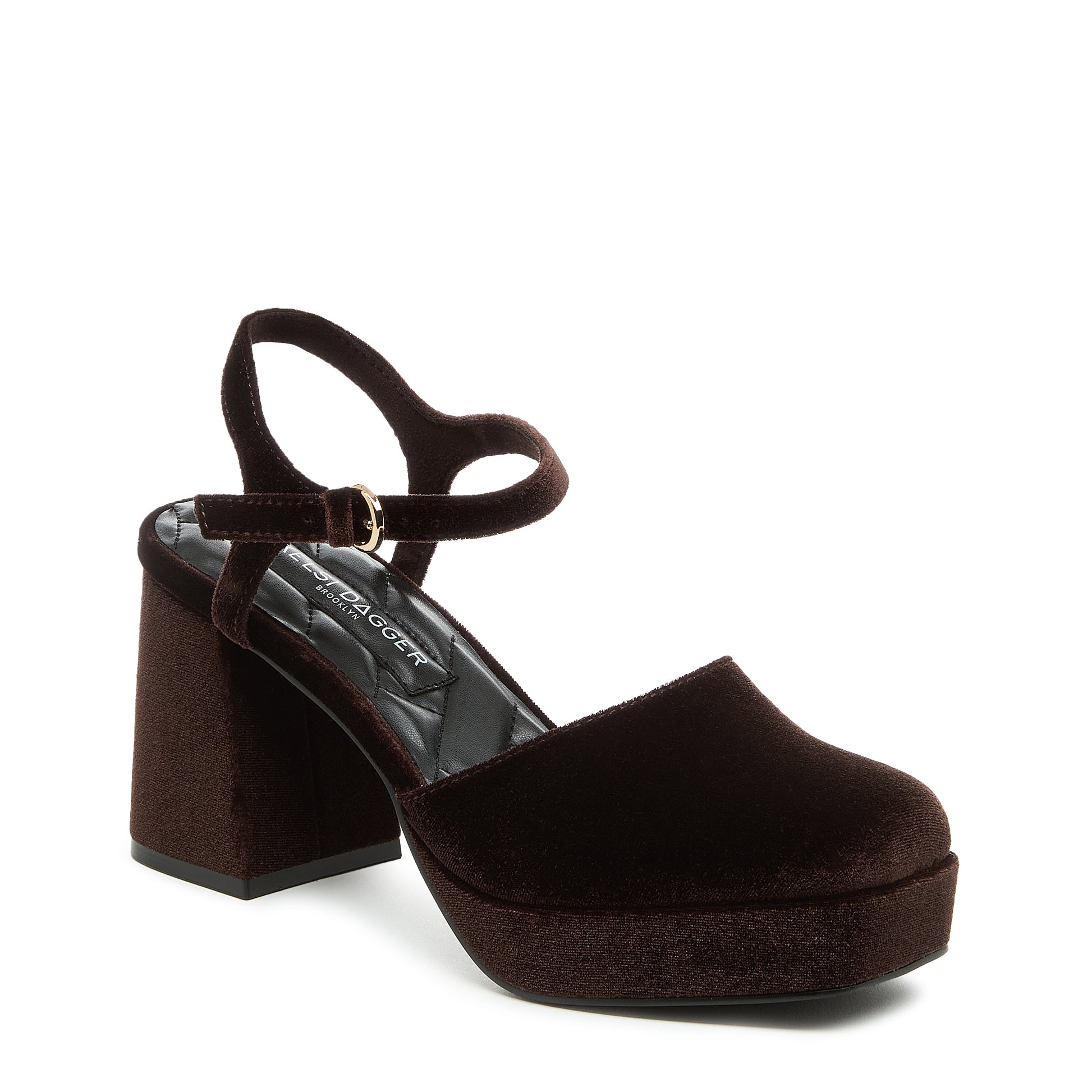 Edna Mahogany Velvet Women's Mary Jane Platform Heels - Kelsi Dagger