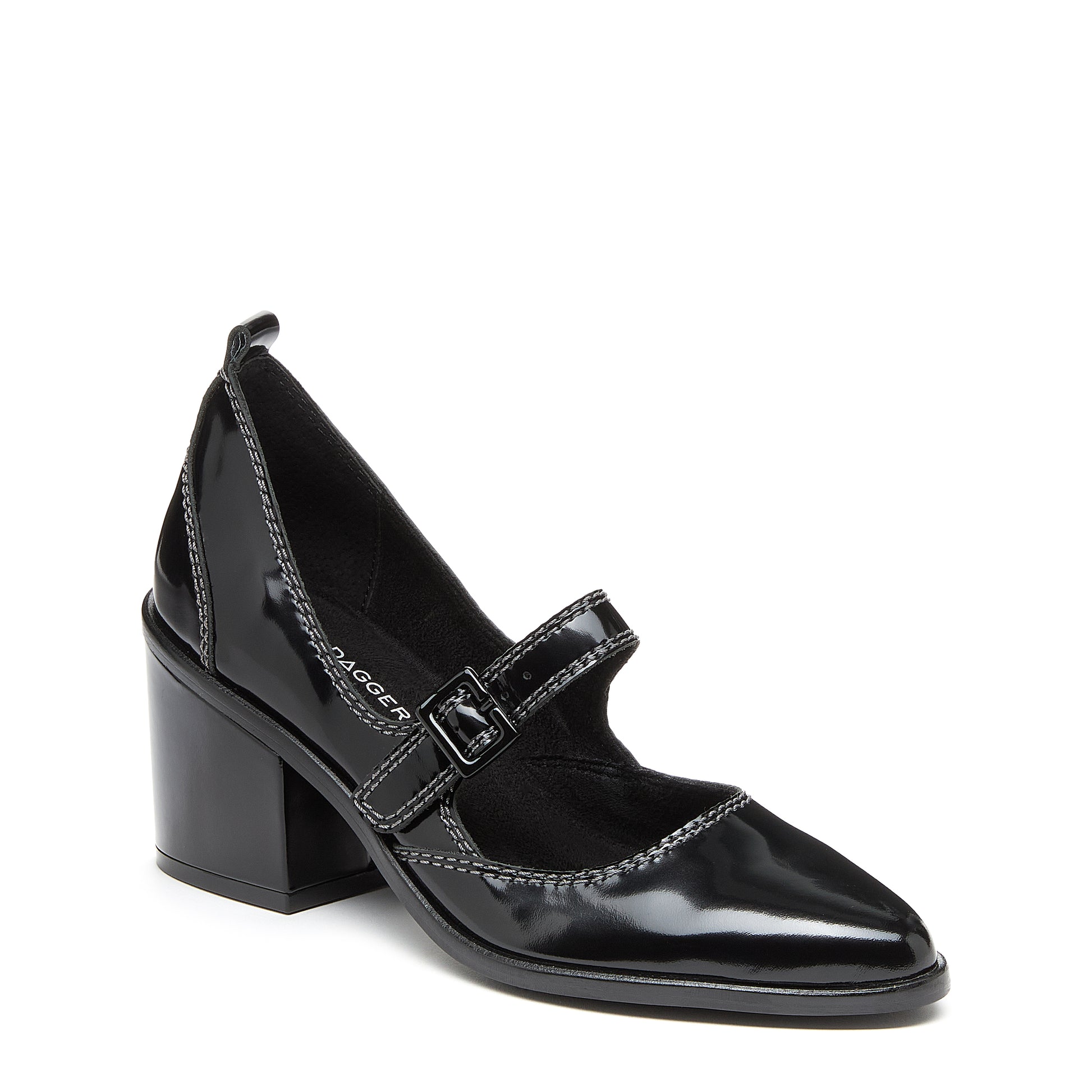 elm black leather mary janes, leather mary janes from alternate angle, Kelsi Dagger Brooklyn