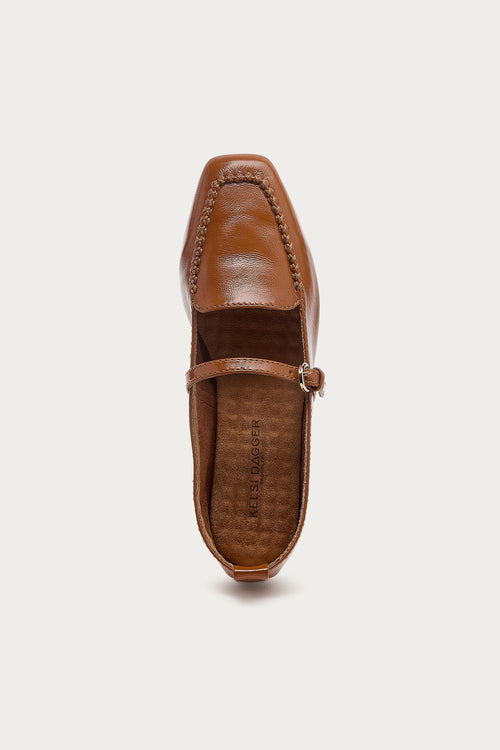 Ferry Cognac Mary Jane Flats