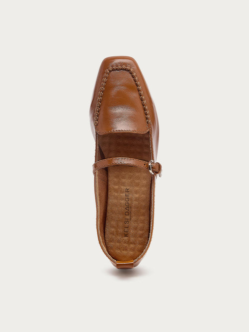 Ferry Cognac Mary Jane Flats