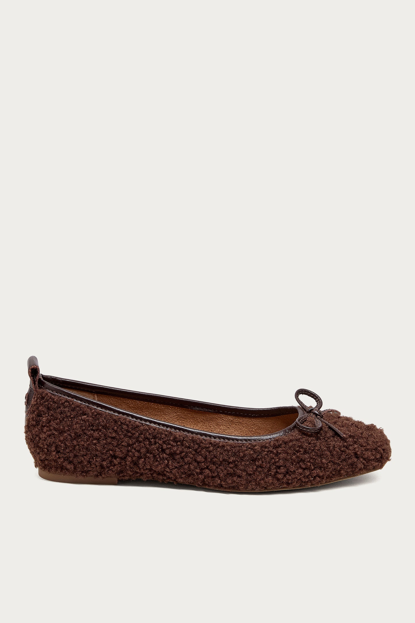 Frankie Warm Brown Shearling Ballet Flats