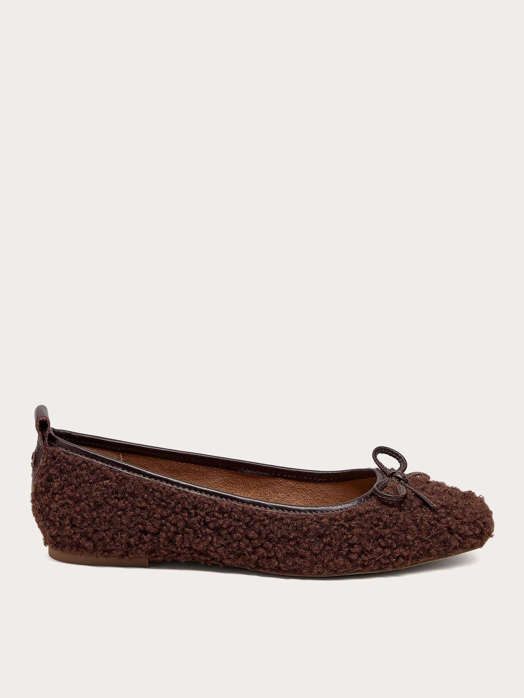 Frankie Warm Brown Shearling Ballet Flats
