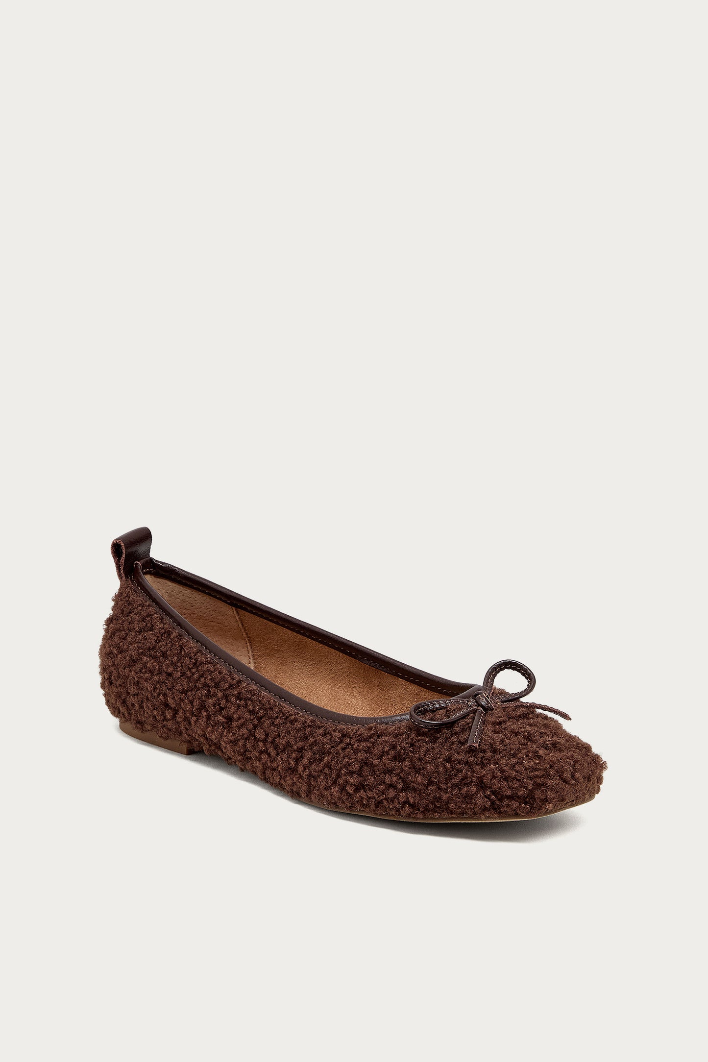 Frankie Warm Brown Shearling Ballet Flats