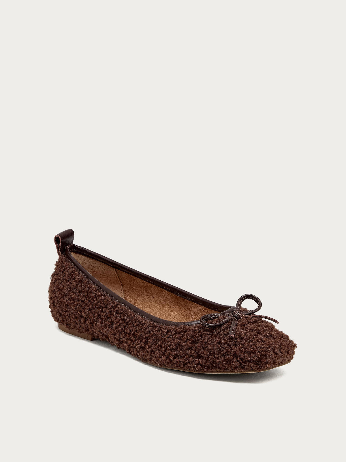 Frankie Warm Brown Shearling Ballet Flats