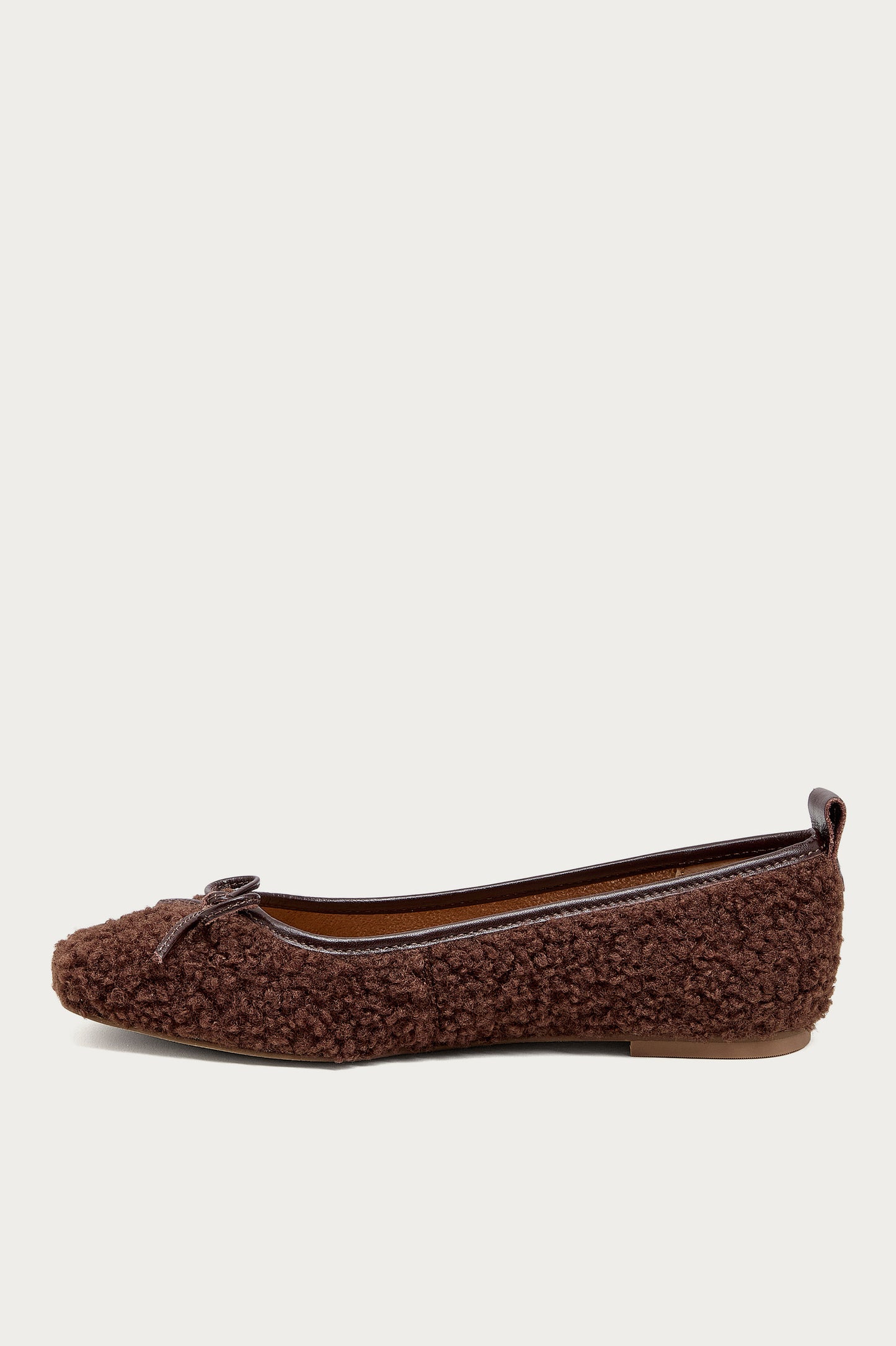 Frankie Warm Brown Shearling Ballet Flats