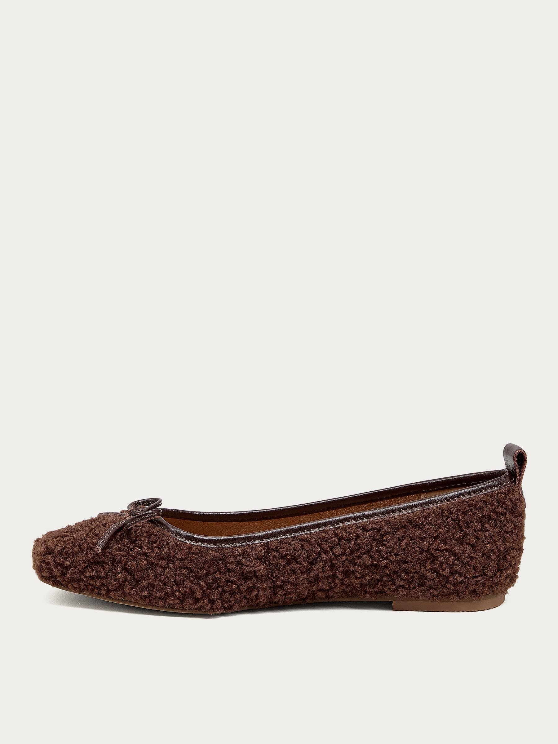Frankie Warm Brown Shearling Ballet Flats