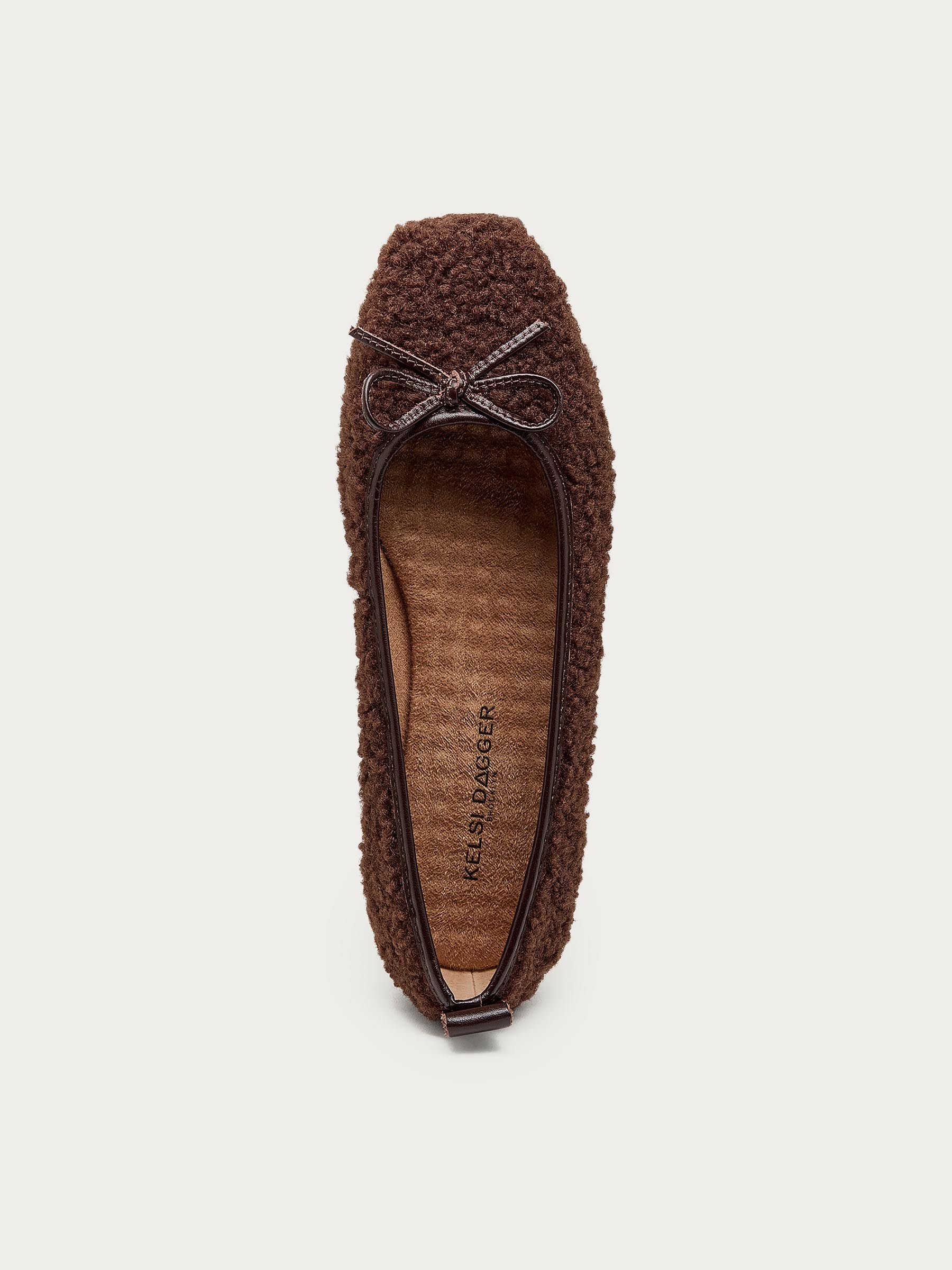 Frankie Warm Brown Shearling Ballet Flats