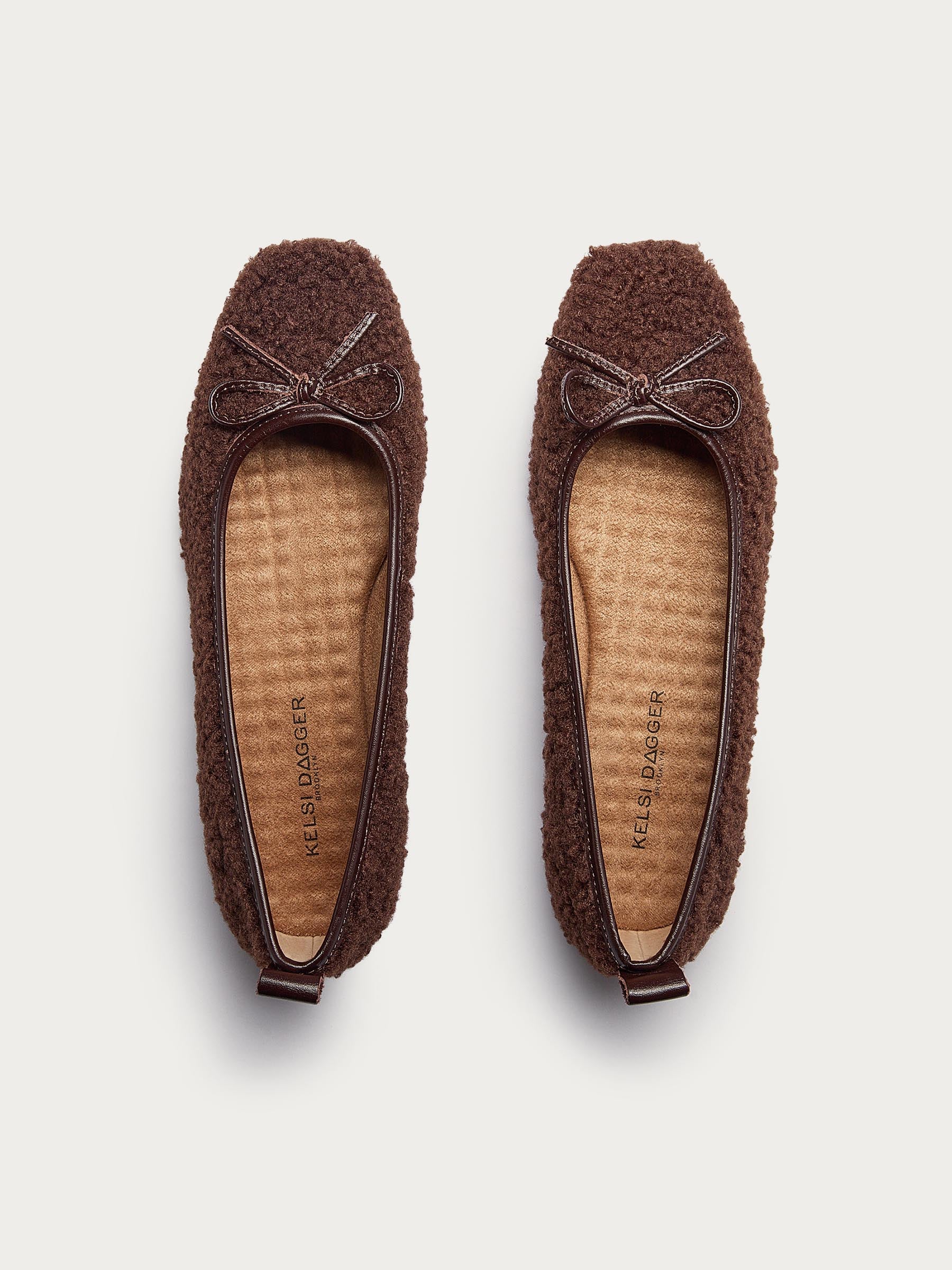 Frankie Warm Brown Shearling Ballet Flats