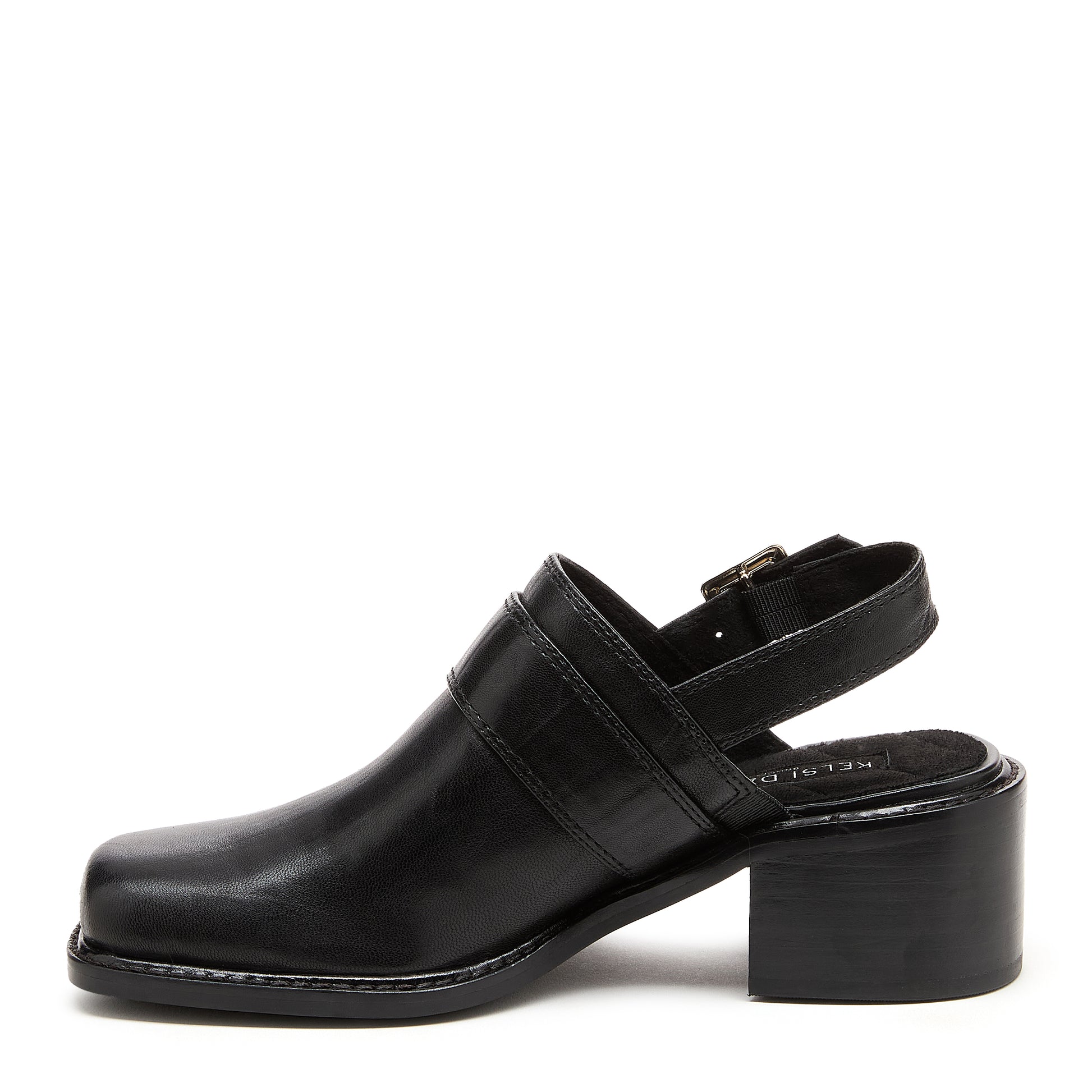 Kelsi Dagger Women's Glory Black Leather Slingback Clog Sandals