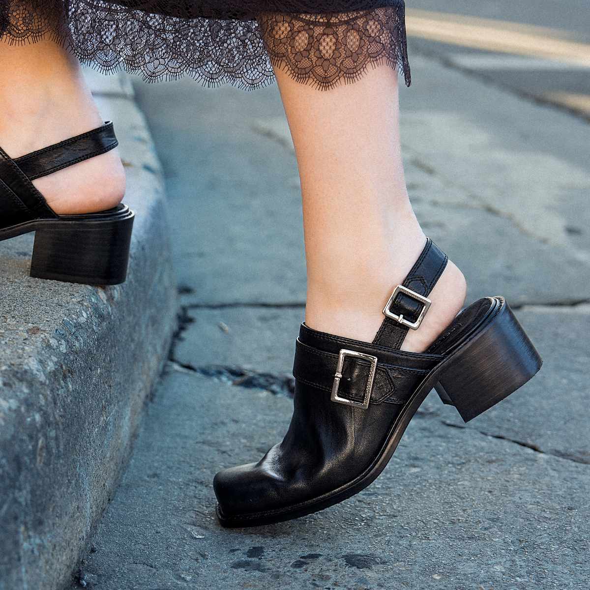 Glory Black Slingback Sandals | Artisan Tanned Leather women's shoes