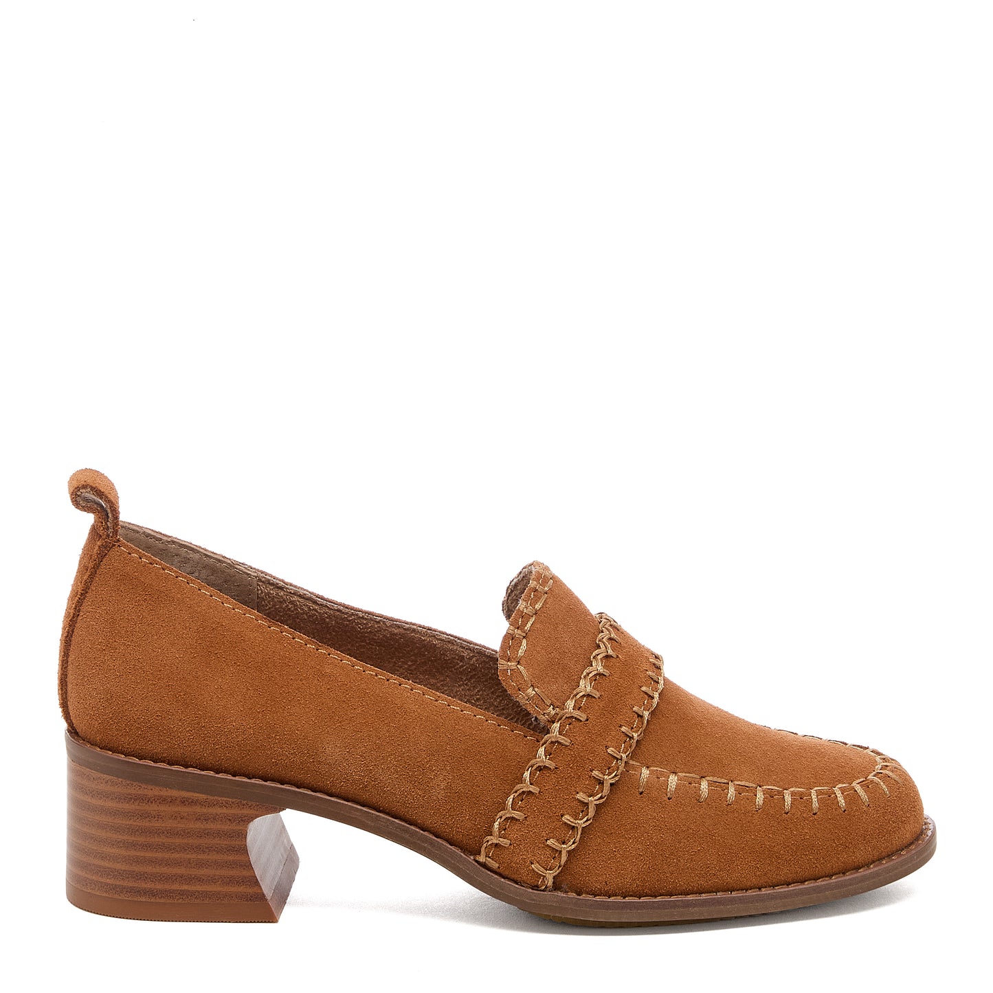 Halo Cognac Block Heel Loafer