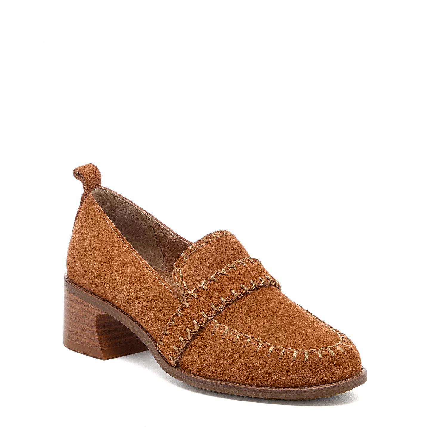 Halo Cognac Block Heel Loafer