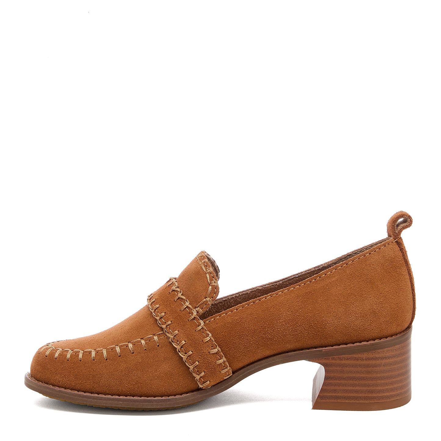Halo Cognac Block Heel Loafer