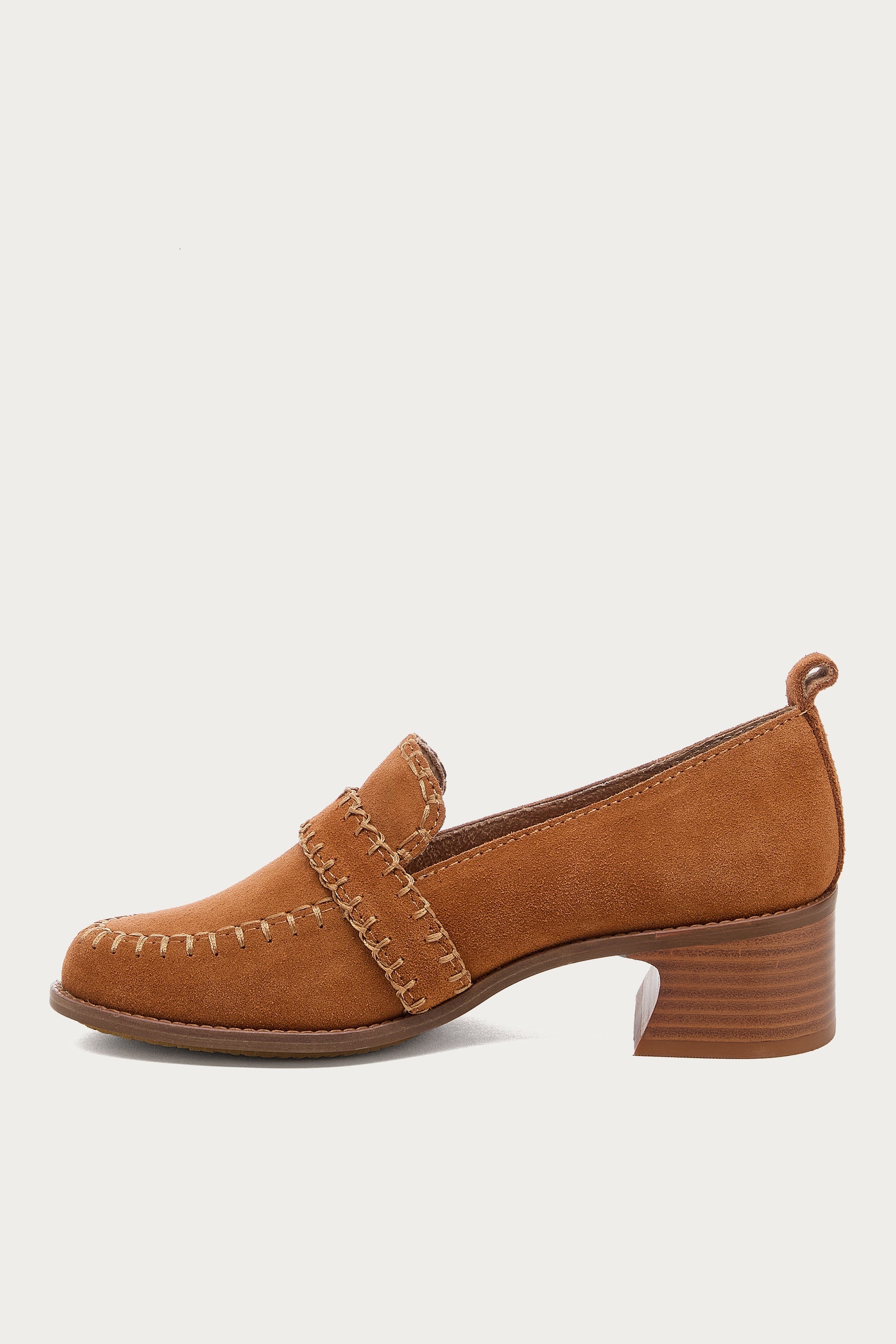 Halo Cognac Block Heel Loafer