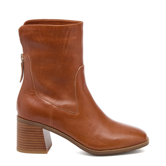 Island Burnt Cognac Leather Booties