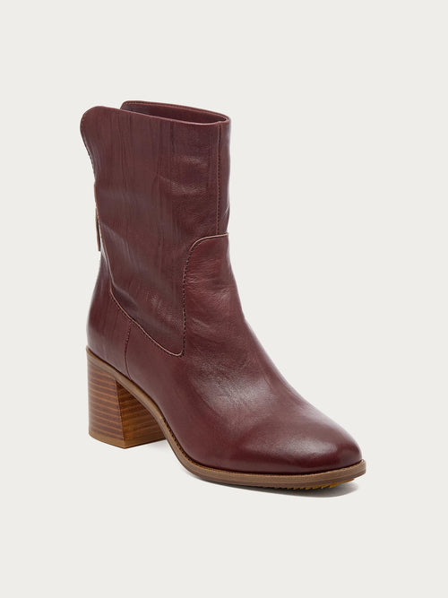 Island Warm Brown Leather Booties