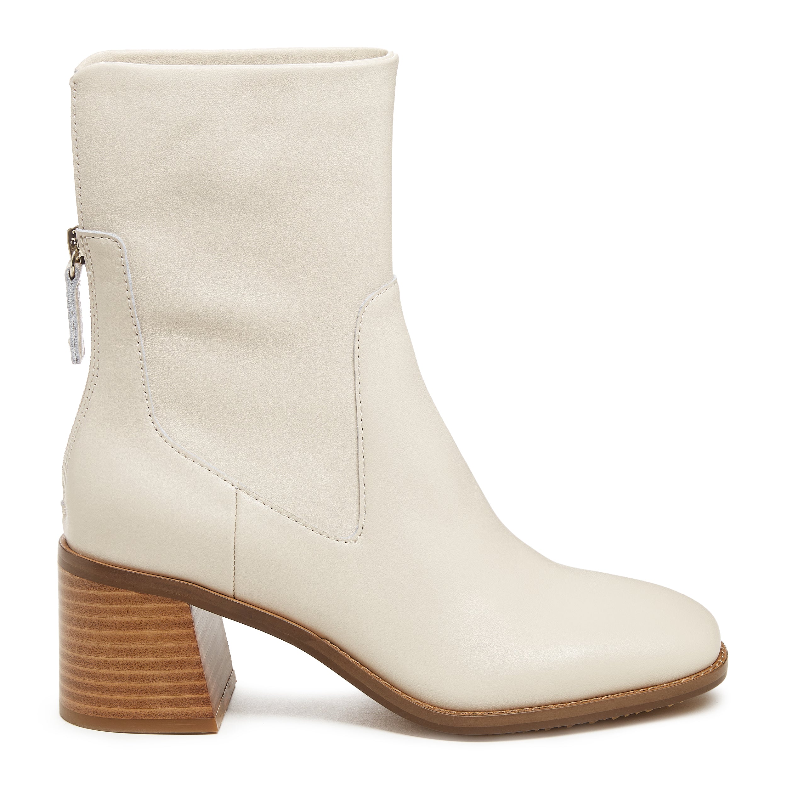 STACCATO - Official Site] Beige Square Toe Block Heel Ankle Boots