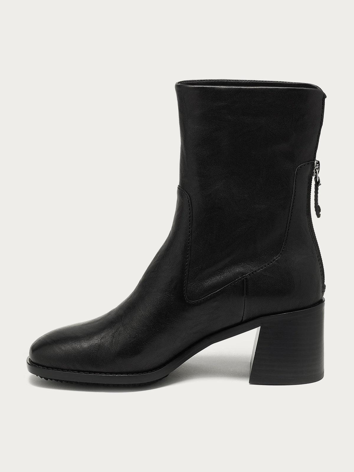Island Black Leather Wide Width Booties