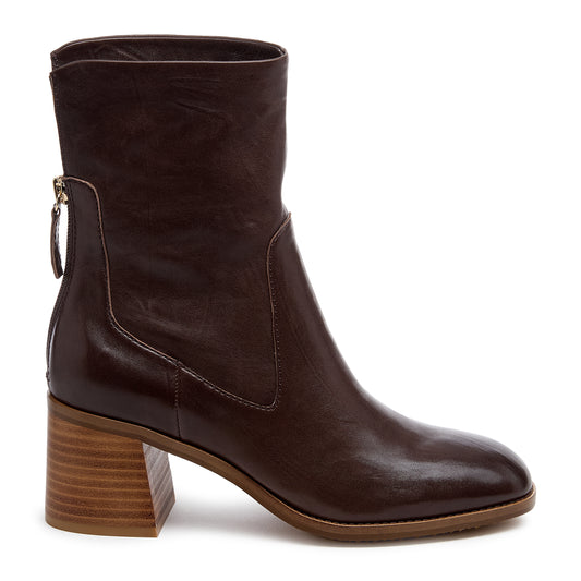 Island Cacao Leather Booties – Women’s Block Heel Ankle Boot