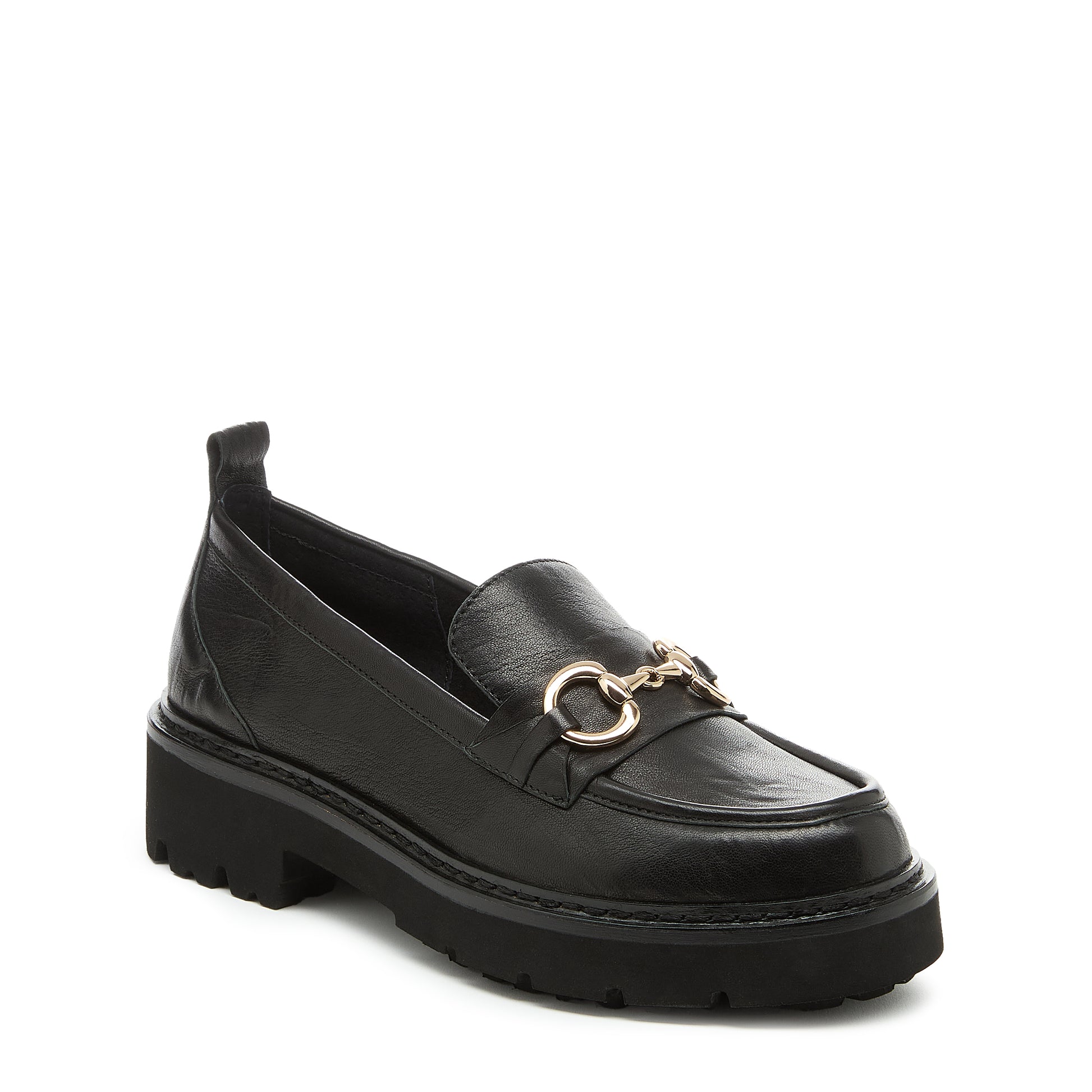 Kelsi Dagger Women's Jemmie Black Leather Lug Sole Loafer