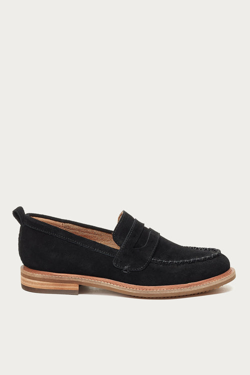Lens Black Suede Loafers