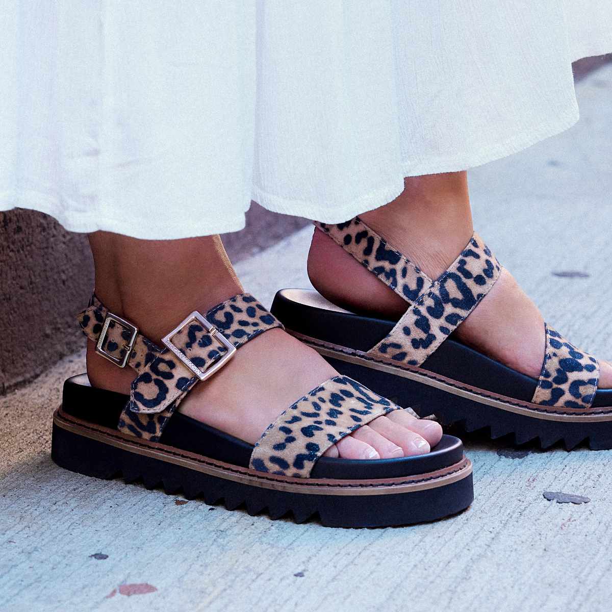 Kel Leopard Platform Sandals | 100% Suede women's shoes