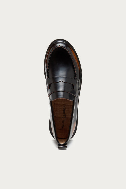 Lens Brushed Off Black Loafers