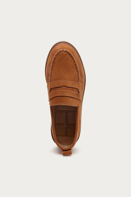 Lens Burnt Cognac Suede Loafers