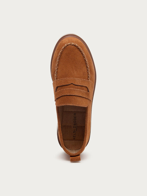 Lens Burnt Cognac Suede Loafers