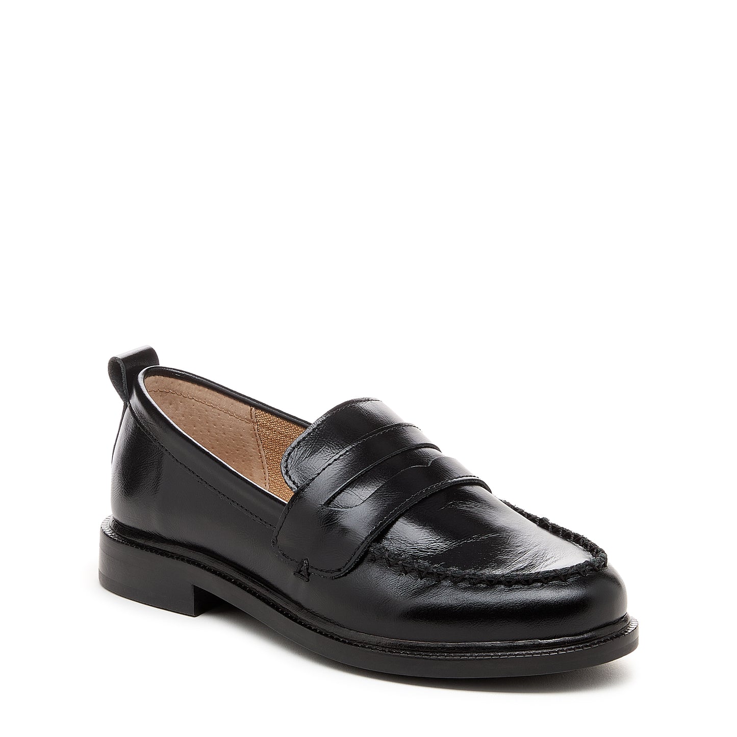 Lens Black Crinkle Leather Loafers