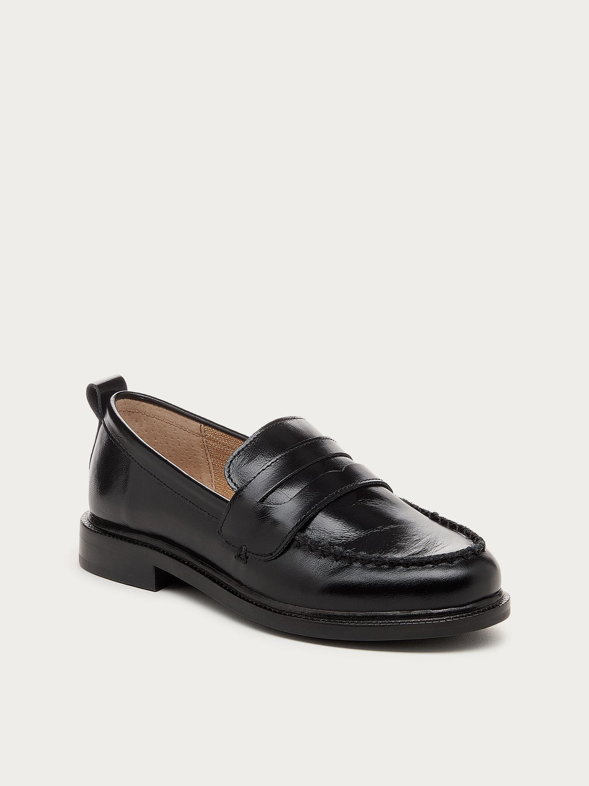 Lens Black Crinkle Leather Loafers